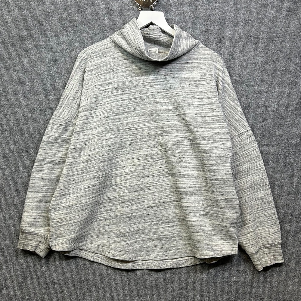 Victoria's Secret PINK Sweatshirt Womens Large Gray Good Fleece Mock Neck Logo